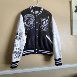 Bulldog First Row Black Varsity Black/White Jacket Men's Size XL